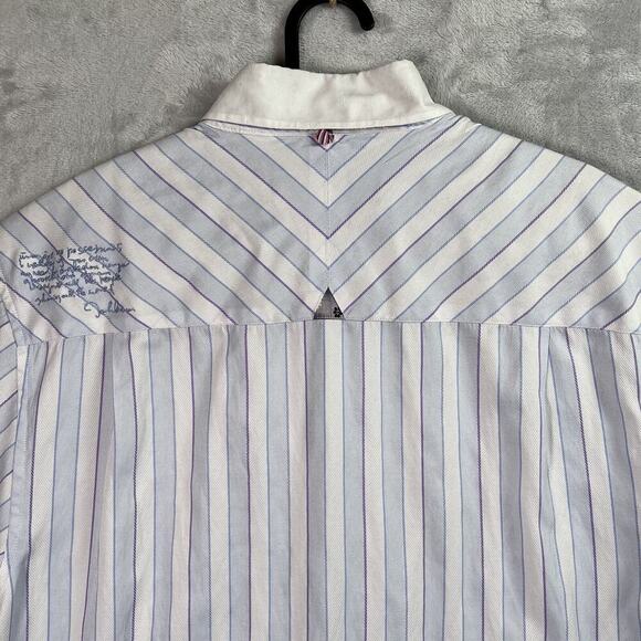 Design Inspired by the Art of John Lennon Shirt Men's XL White/Blue Striped - Picture 5 of 16